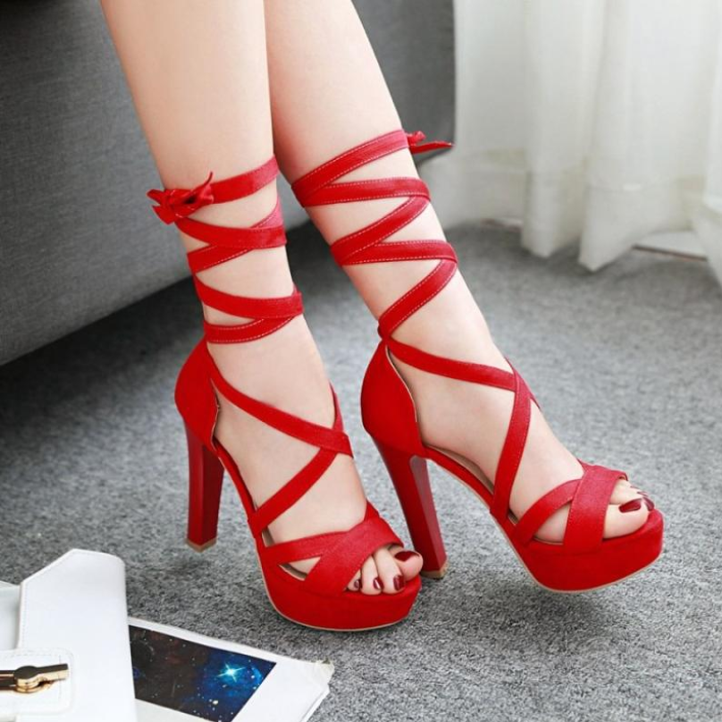 Platform Solid Color Super High Heel Sandals