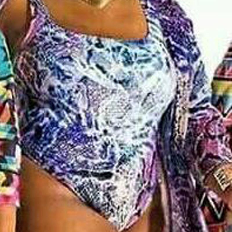 Triangle One Piece Multi Color Printed Two-Piece Swimsuit