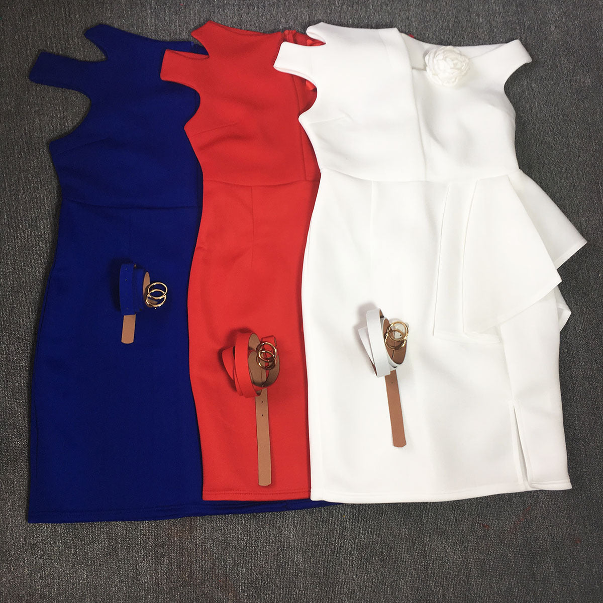 Solid Color Off Shoulder Side Split Dresses