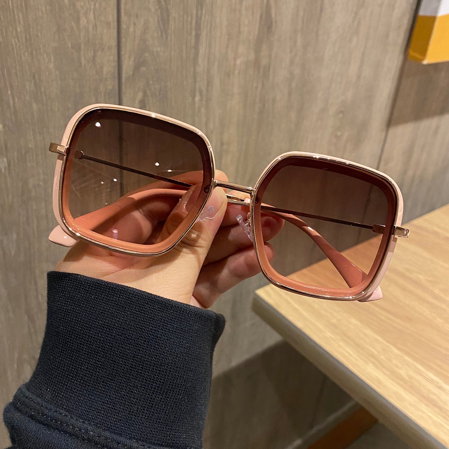Retro Big Frame Square Brown Sunglasses