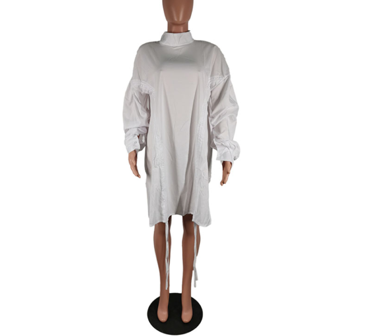 High Collar Loose Casual Lantern Sleeve Top T-Shirt