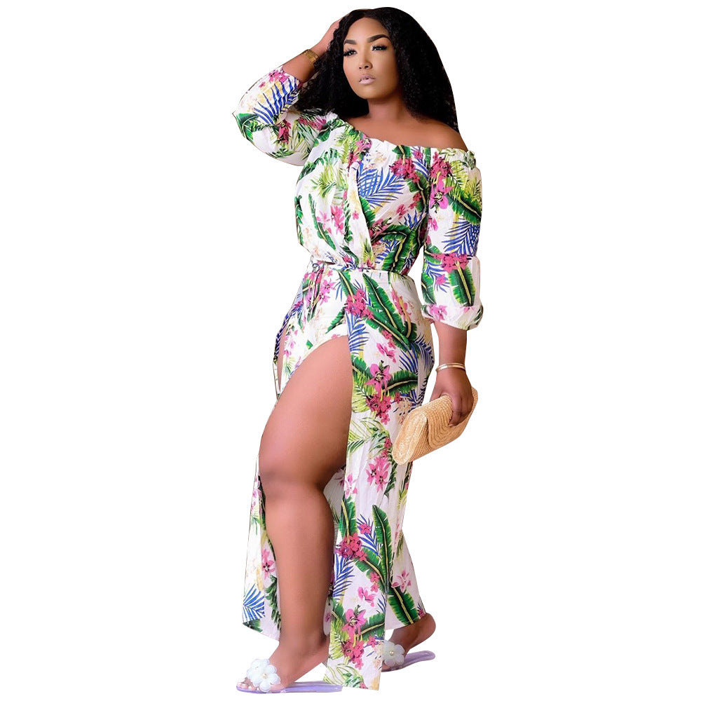 Lovely Boho Floral Print Split Multicolor One-Piece Jumpsuit