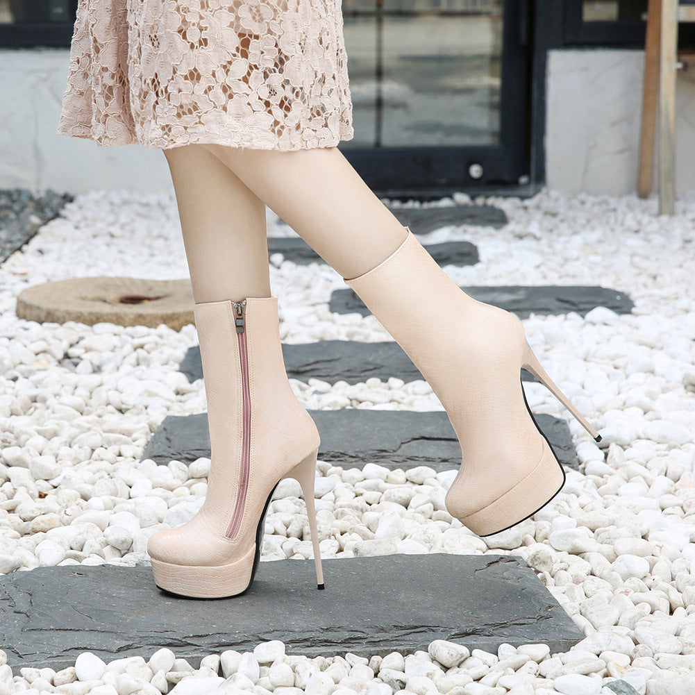 Platform Solid Color High Heels Boots