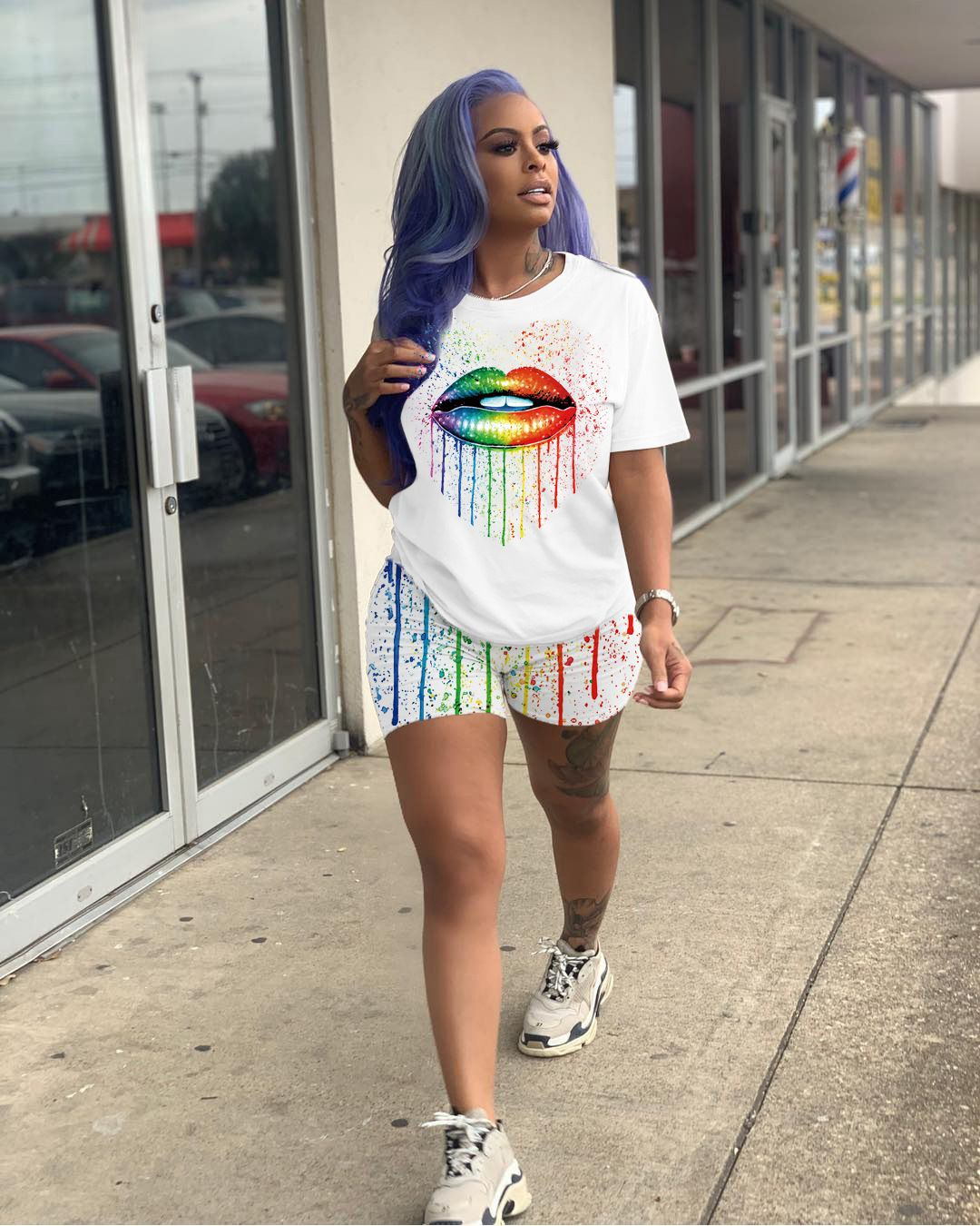 Two-piece printed suit