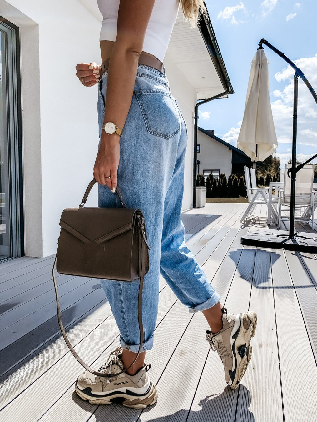 High Waist Acid Washed Jeans