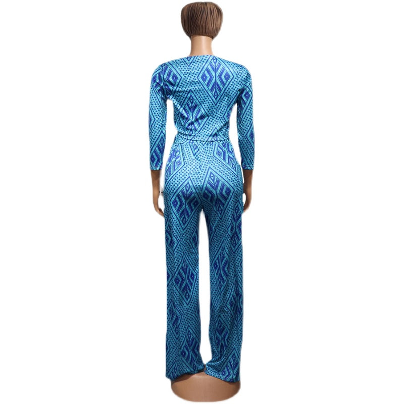 Multi Color Print Fashion Tops And Pants Set
