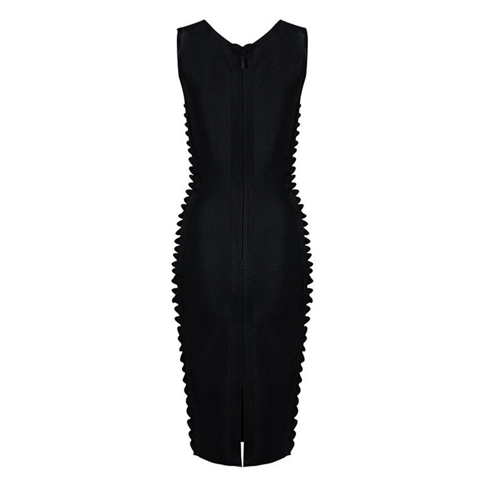 Solid Color Ribbed Sleeveless Dress