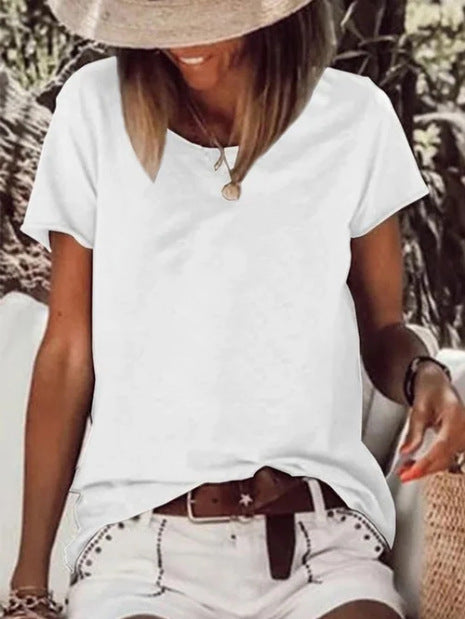 Short Sleeve Solid Color Printed T-Shirt