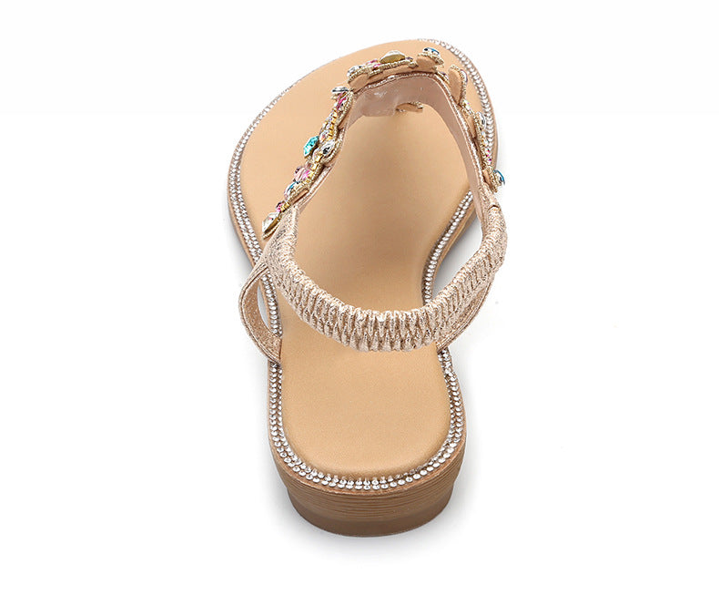 Solid Color Sandals with colorful diamonds