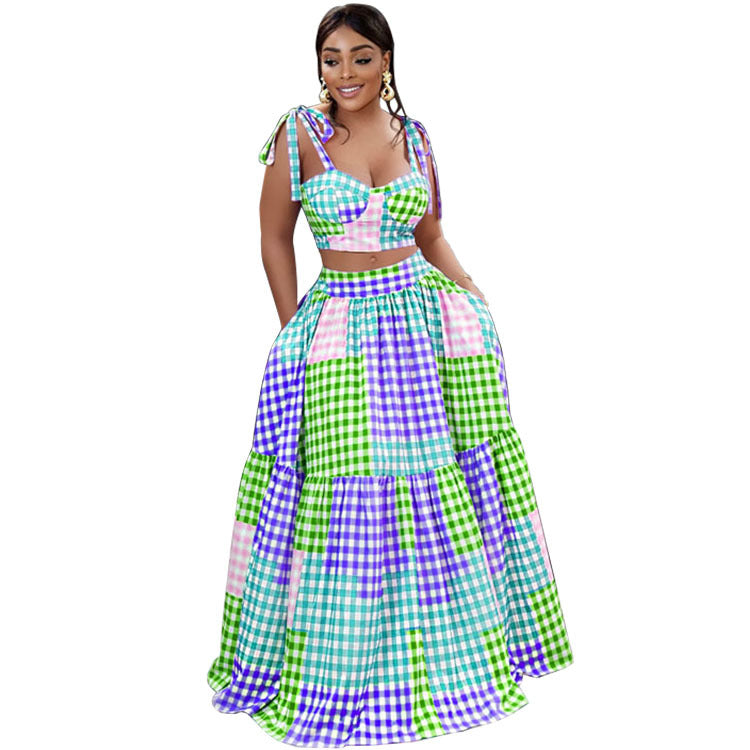 Summer Camisole Bag Hip Skirt Dress Two-piece Suit