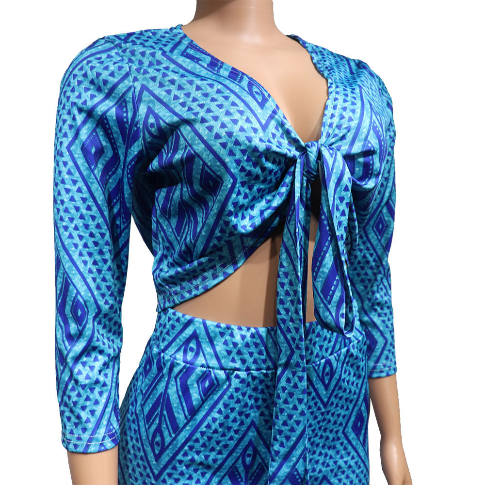 Multi Color Print Fashion Tops And Pants Set