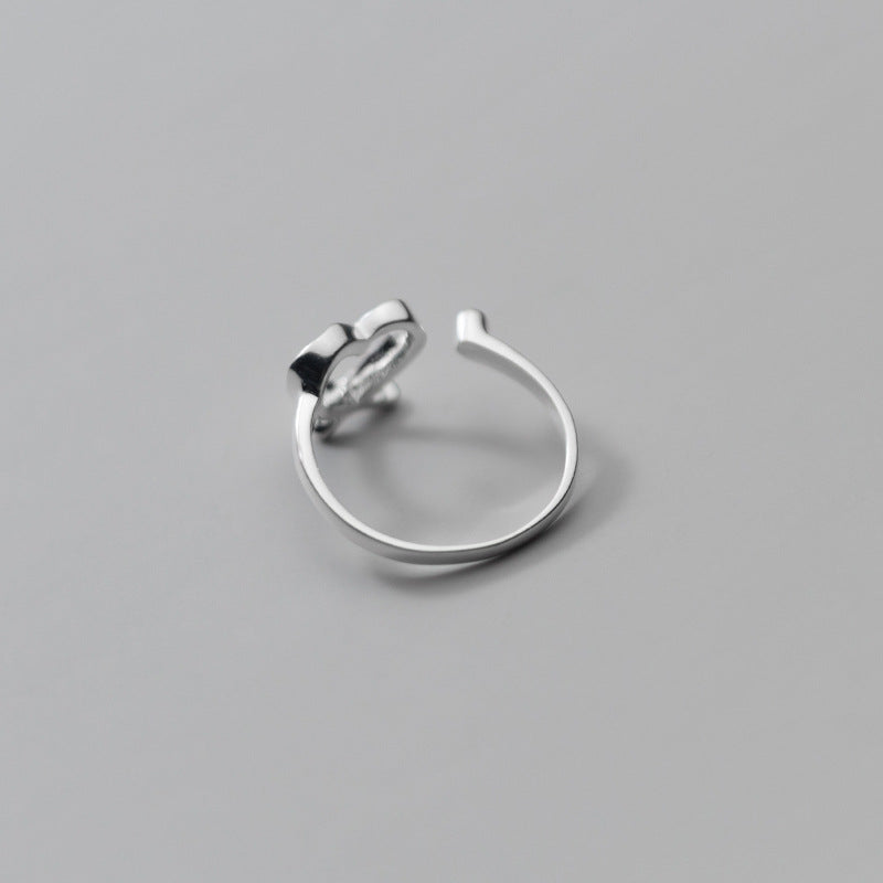 S925 Silver Simple Style Hollow Line Love Ring