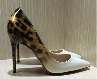 Shallow Mouth Pointed Fine With Color Matching Leopard High Heels