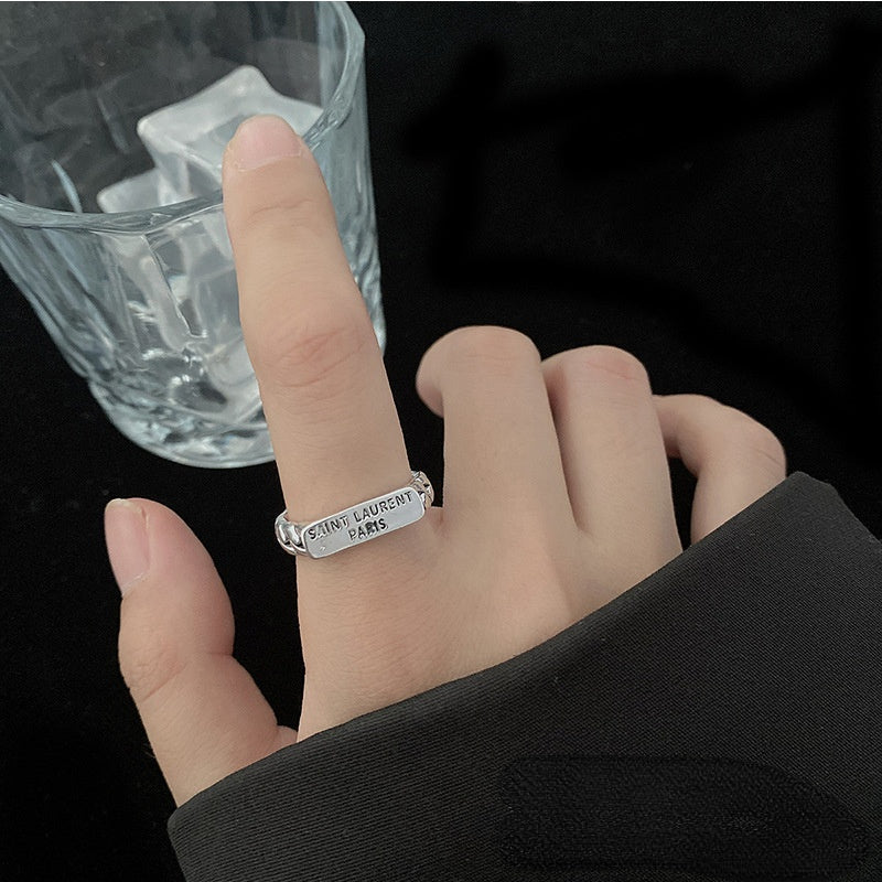 Retro Cold Style Letter Ring Niche Simple