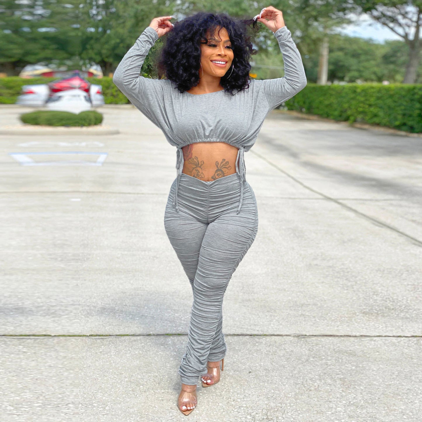 Fashion Casual Draw String Sports Suit