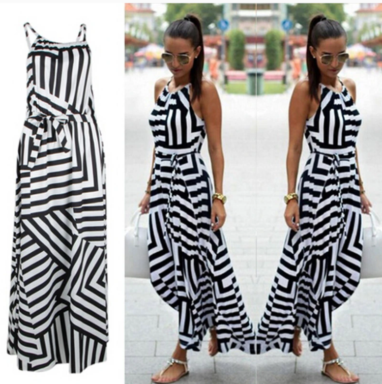Multi Color Black Print Maxi Dress