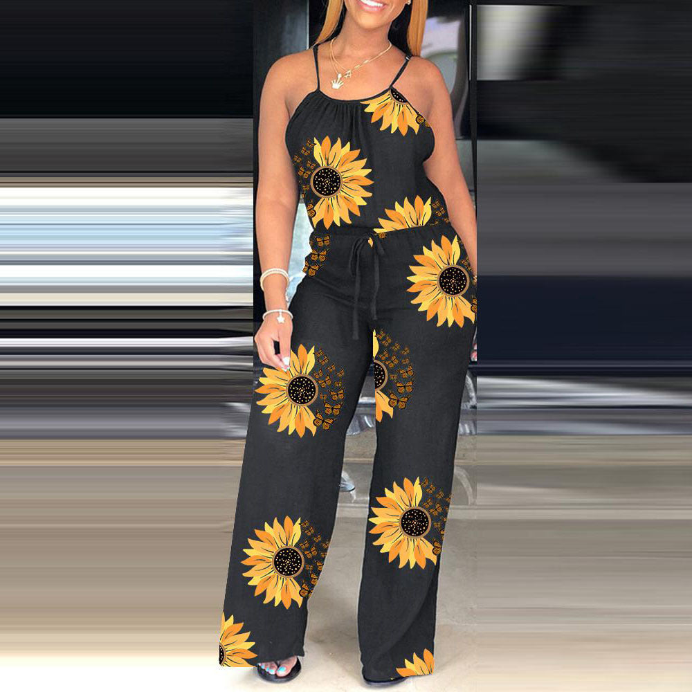 Multi Color Casual Print Camisole Jumpsuit