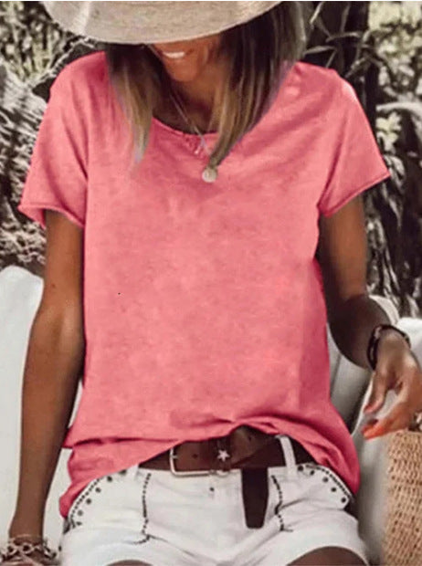 Short Sleeve Solid Color Printed T-Shirt