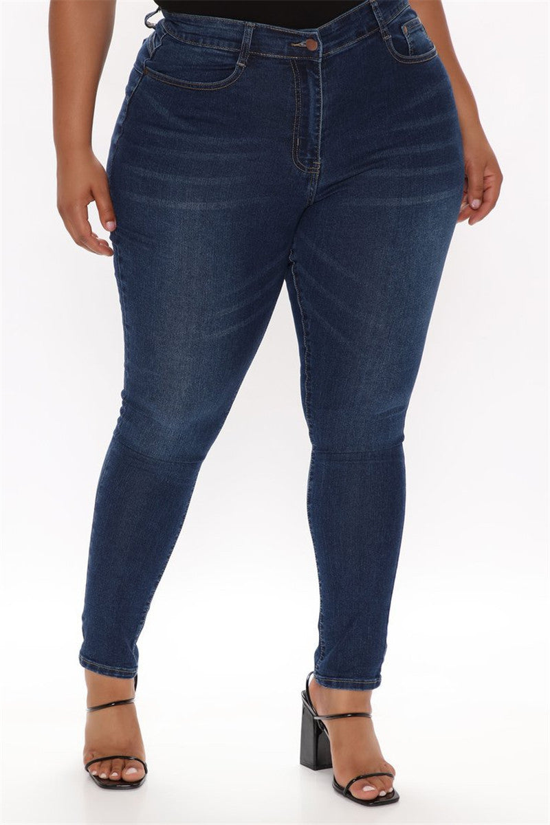 Pencil Slim Stretch Blue Denim Jeans