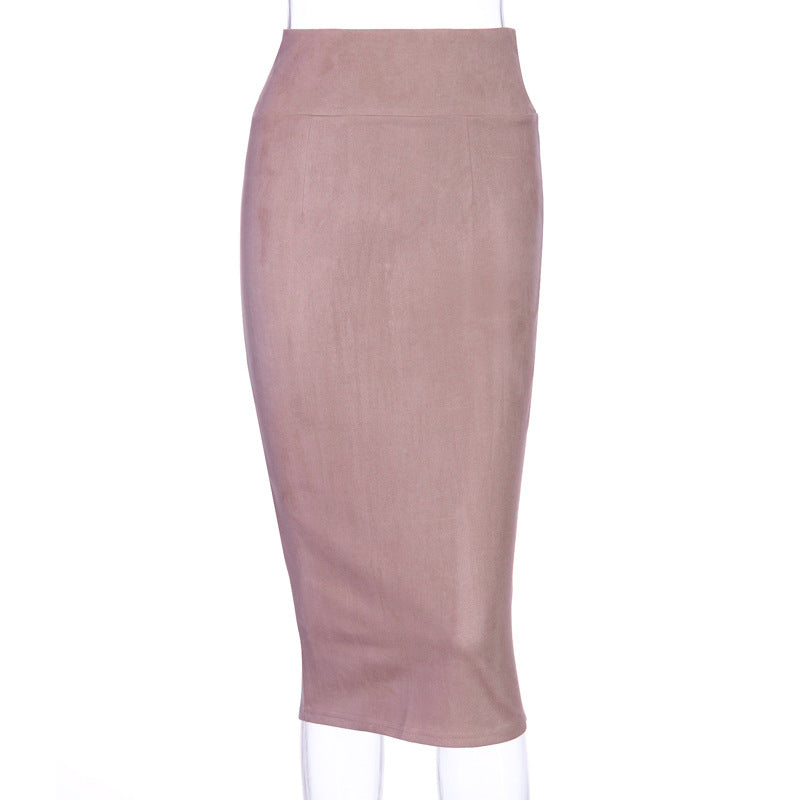 Solid Color High Waist Skirt