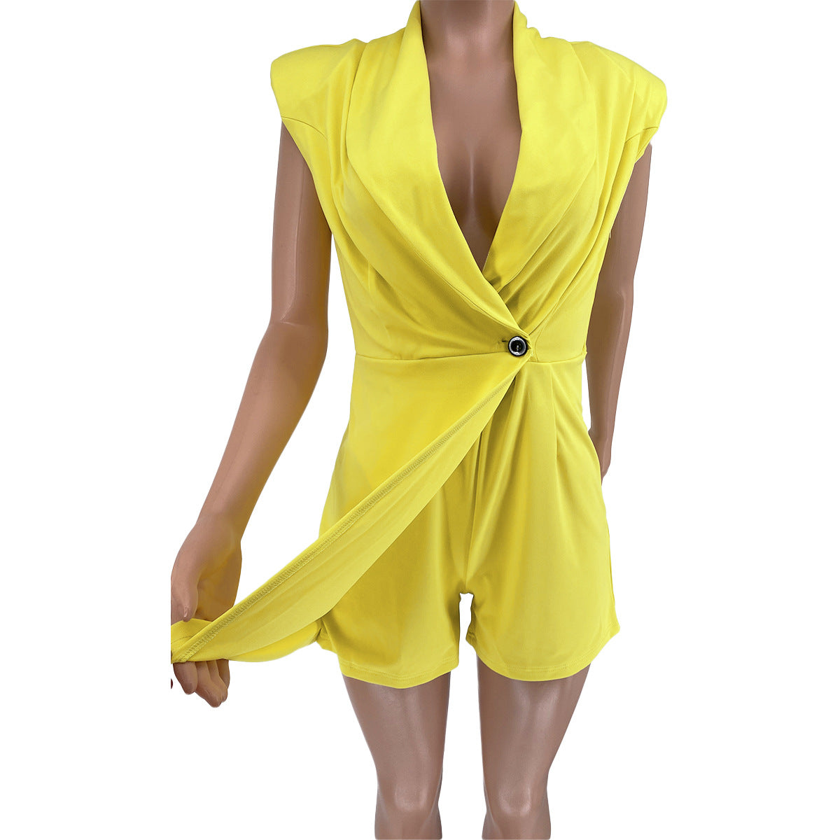 Casual Solid Color Short Sleeve Jumpsuit