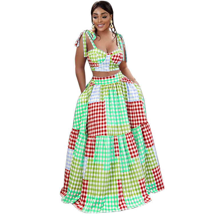 Summer Camisole Bag Hip Skirt Dress Two-piece Suit