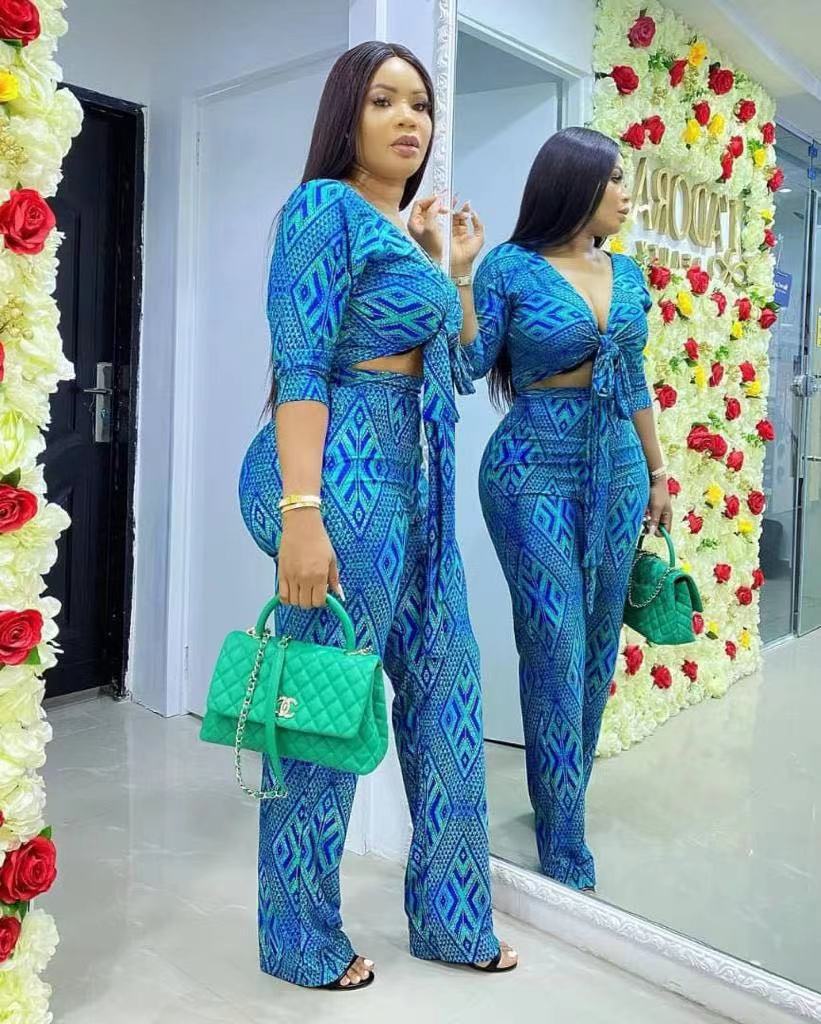 Multi Color Print Fashion Tops And Pants Set