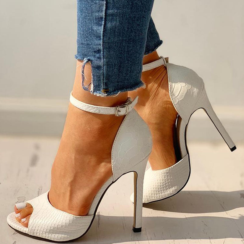 Open Toe Solid Color High Heels