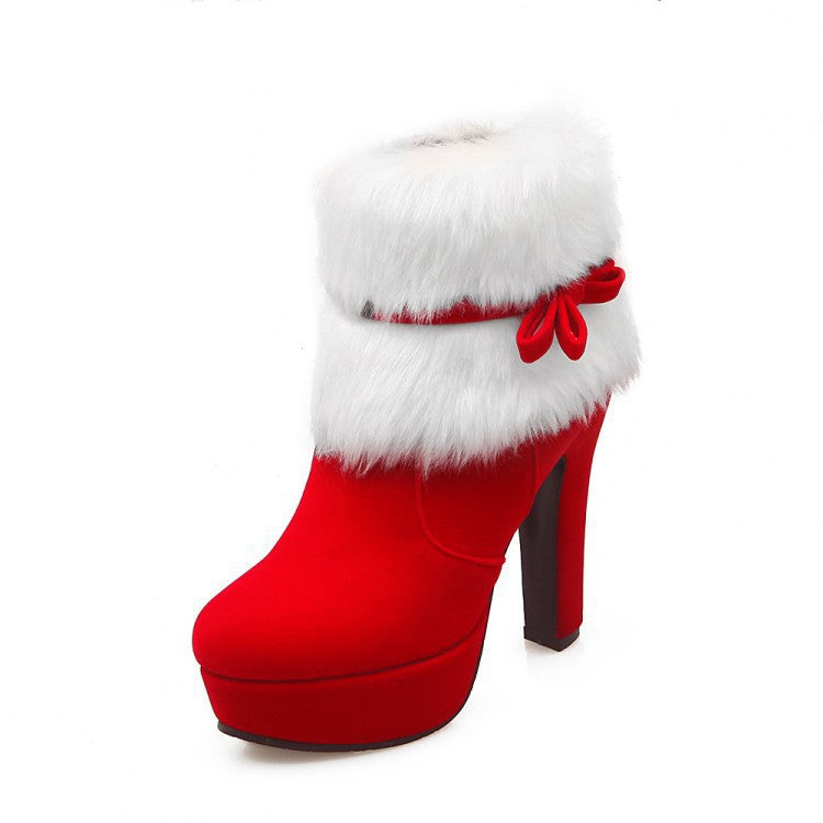 Plush Winter Boots High Heel Shoes