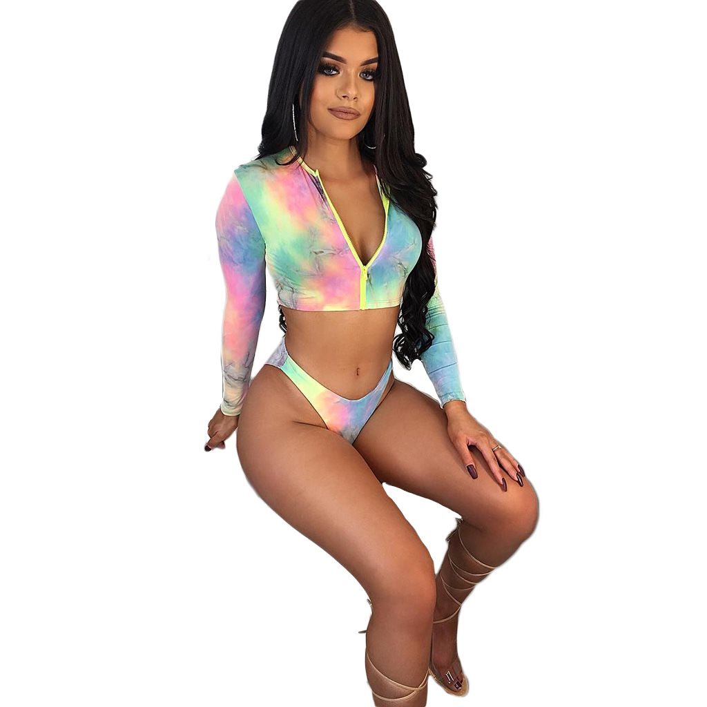 Multi-Colored Two Piece Printed swimsuit suit