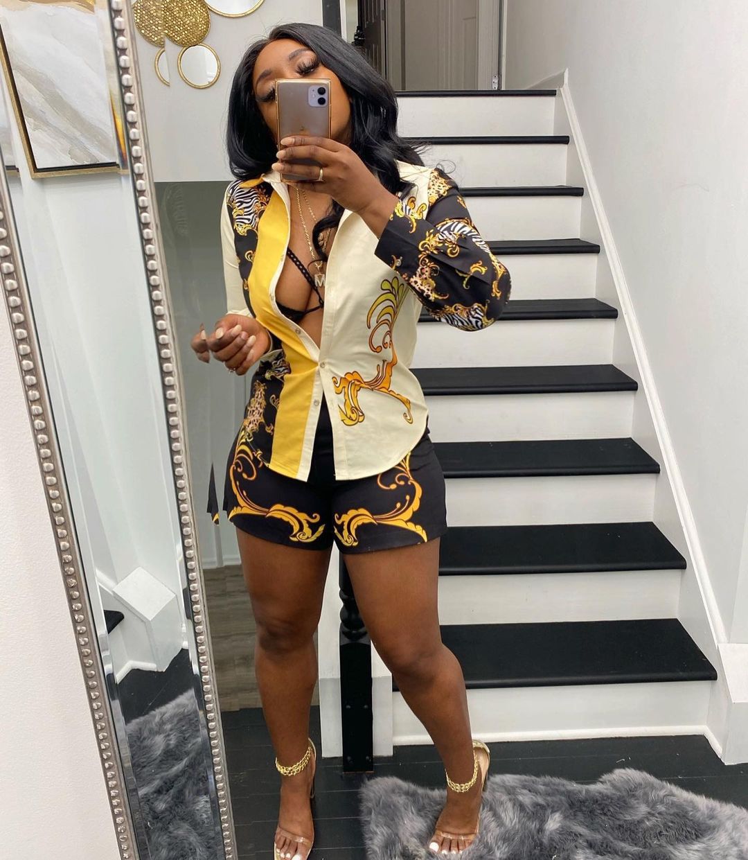 Multi Color Print Ladies Short Suit
