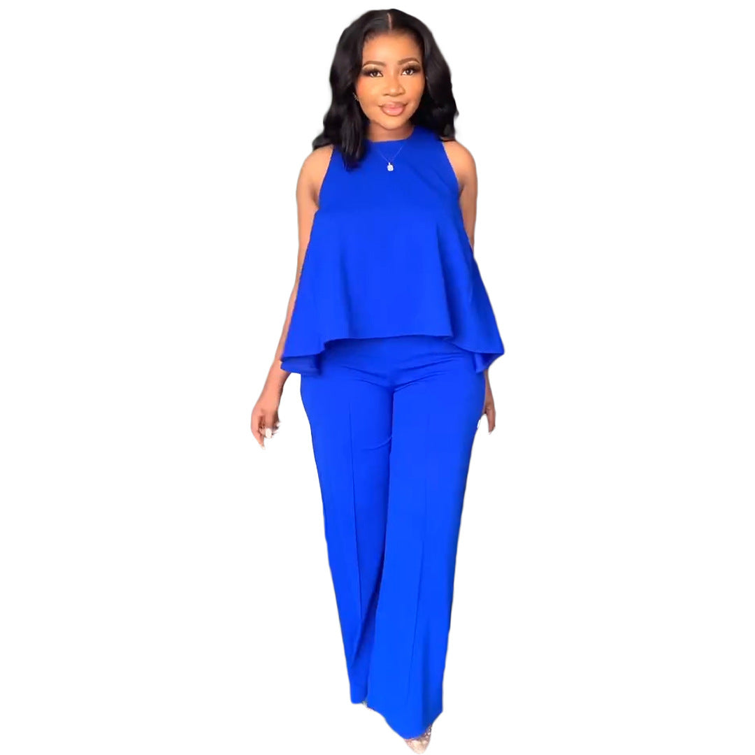 Sleeveless Loose Top Casual Pants Two Piece Set