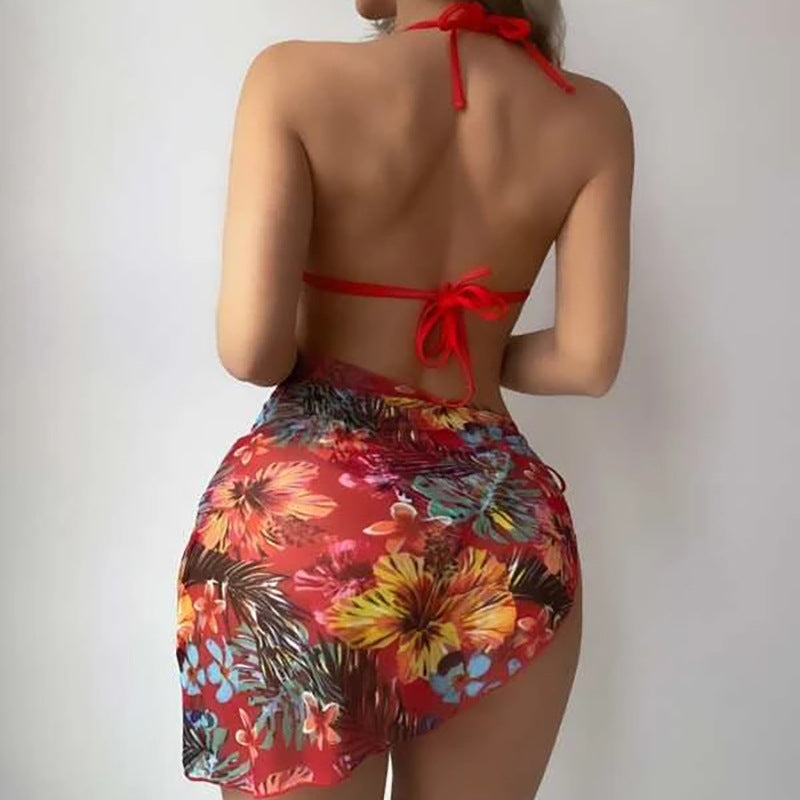 Multi-Colored Three-Piece Swimsuit