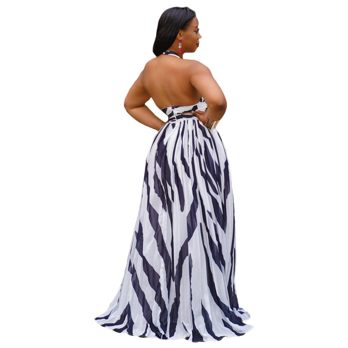 Multi Color Back Pleated Maxi Dress