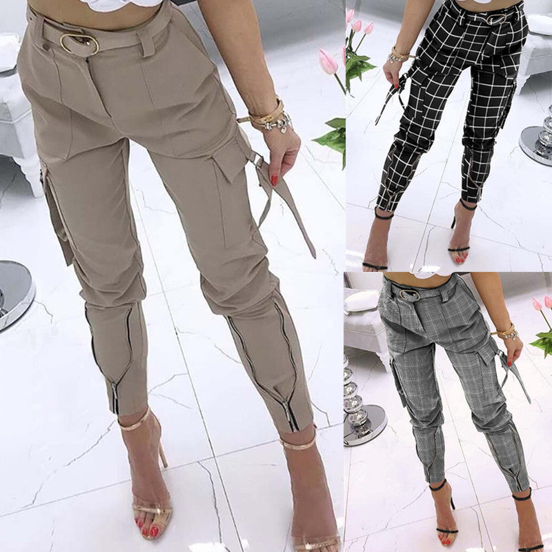 Cross-Border High Waist Pants With Zipper Accent