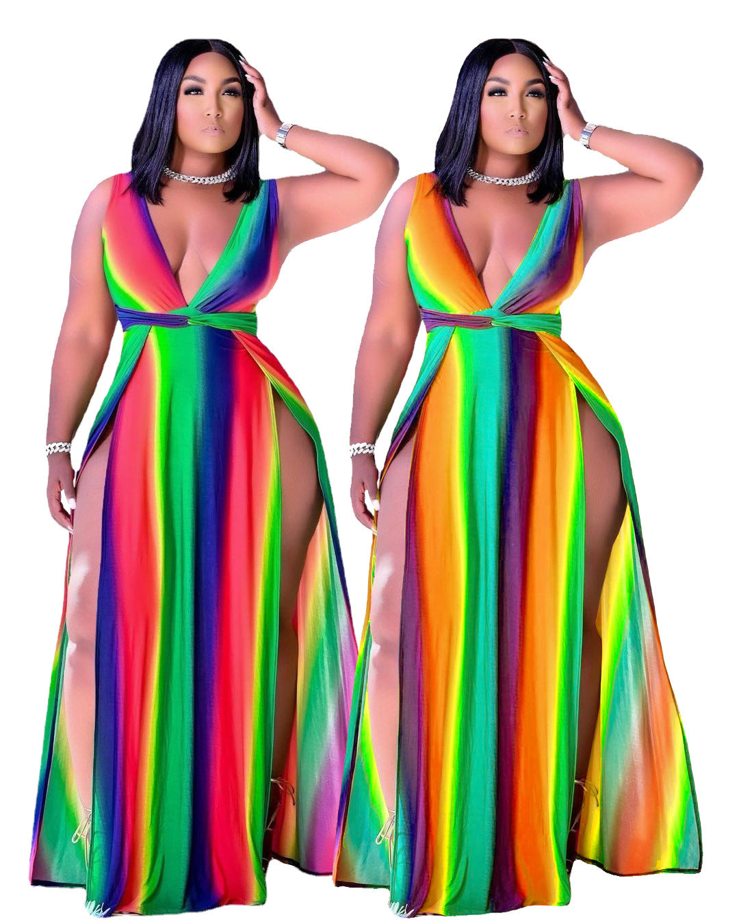 Loose Multicolor Big Swing Sleeveless Dress