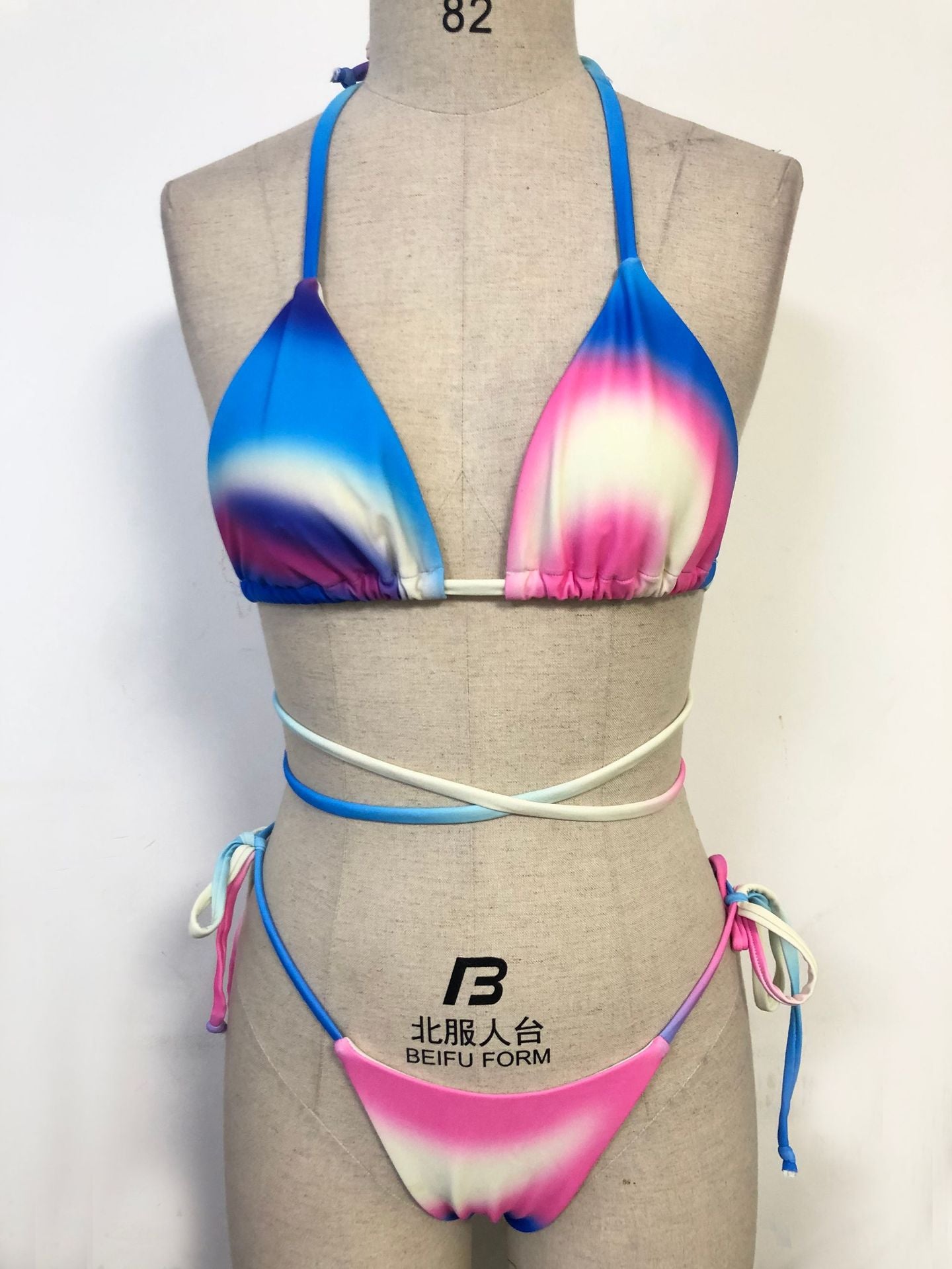 Multi-Colored Halter Strap Gradient Bikini