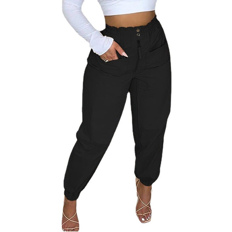 Cross-Border High Waist Pants With Zipper Accent