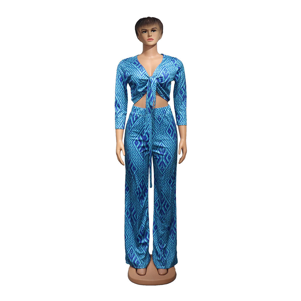 Multi Color Print Fashion Tops And Pants Set