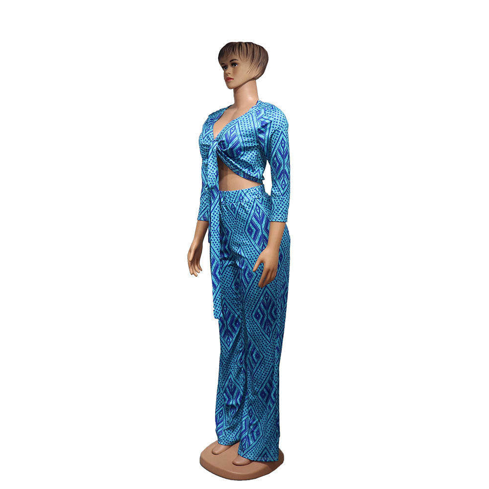 Multi Color Print Fashion Tops And Pants Set