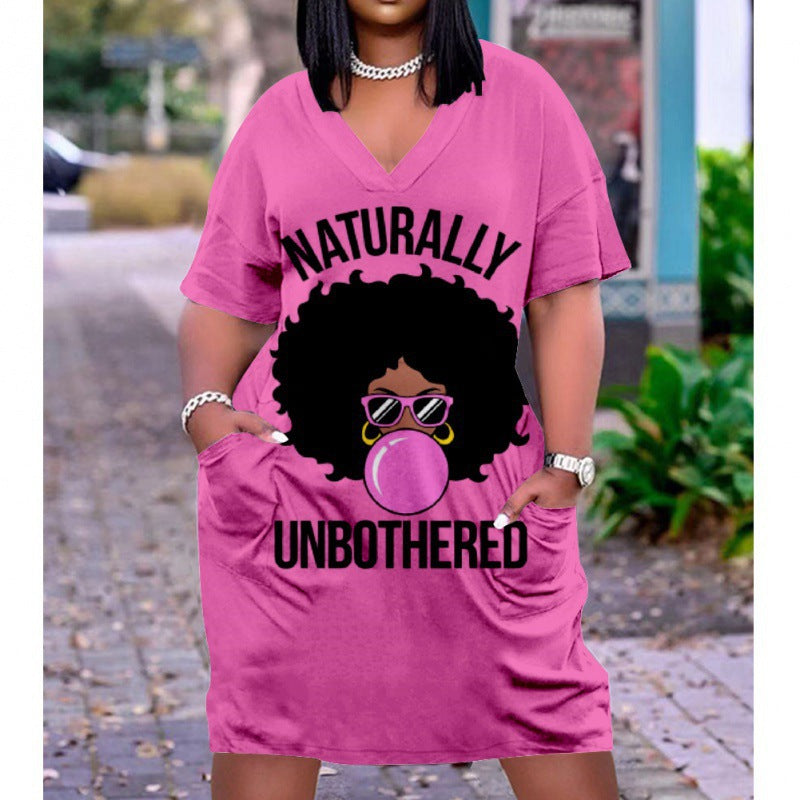 Mid Length Loose 3D Print Multicolor Dress