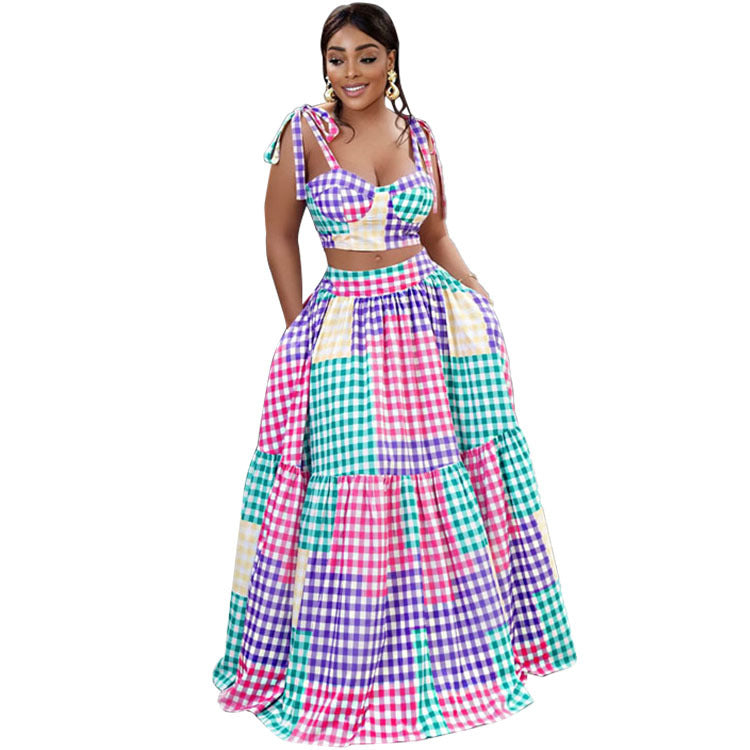 Summer Camisole Bag Hip Skirt Dress Two-piece Suit