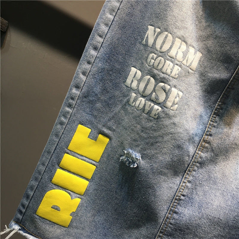 Mid-Length Denim Skirt With Broken Holes And Split Ends