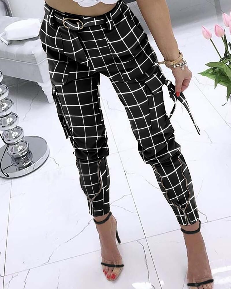 Cross-Border High Waist Pants With Zipper Accent