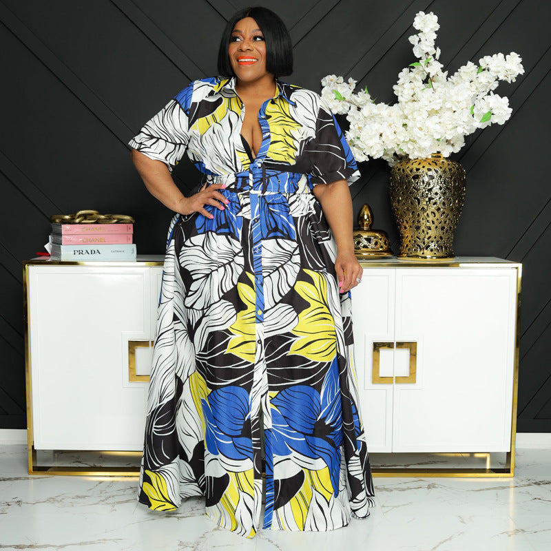 Printed Multi Color Long Casual Two-Wear Dress
