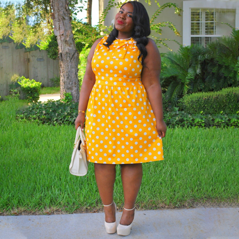 Printed Vintage Patchwork Bow Oversized Dress
