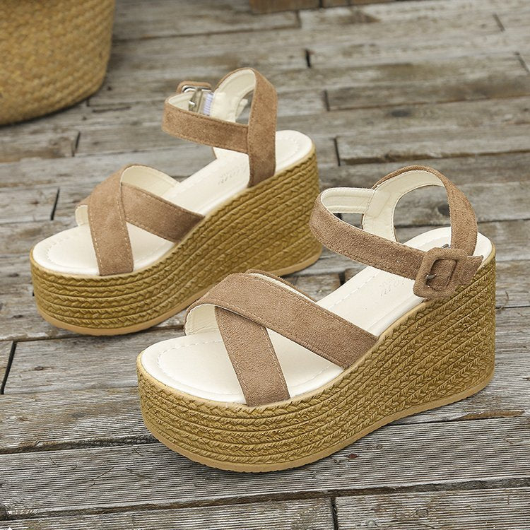 Wedge Sandals For Summer Cross-strap Platform Shoes