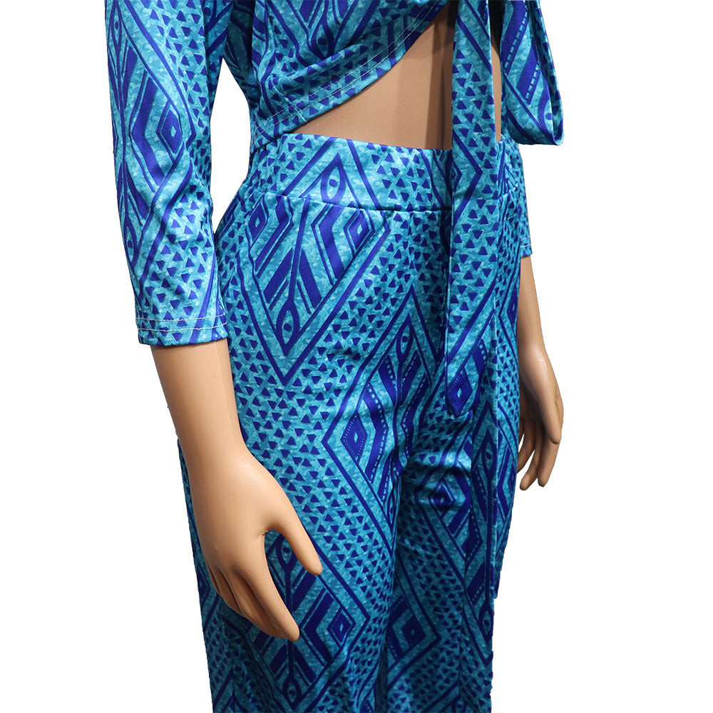 Multi Color Print Fashion Tops And Pants Set