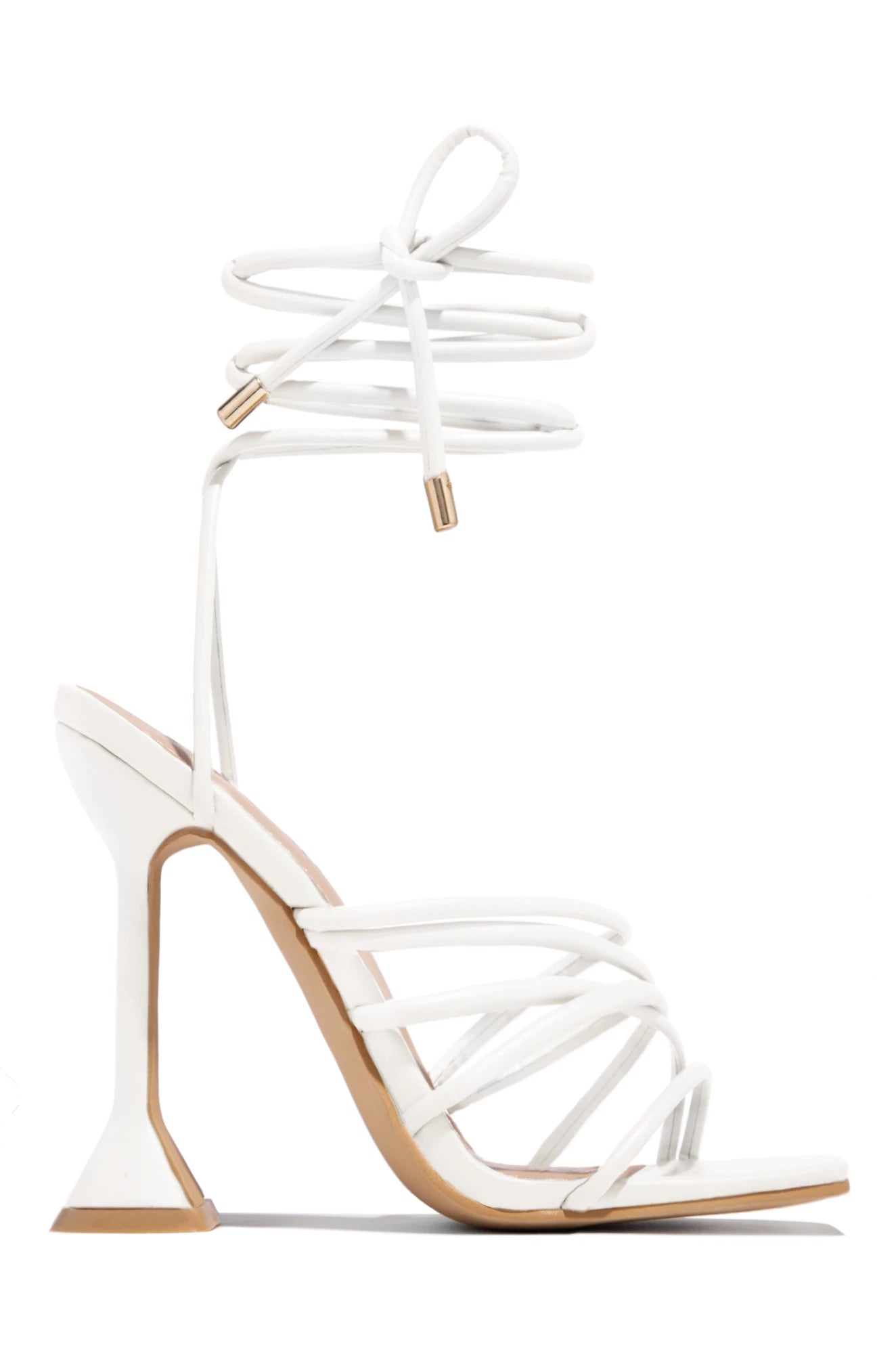 Buckle Shaped Heel Cross Strap Sandals