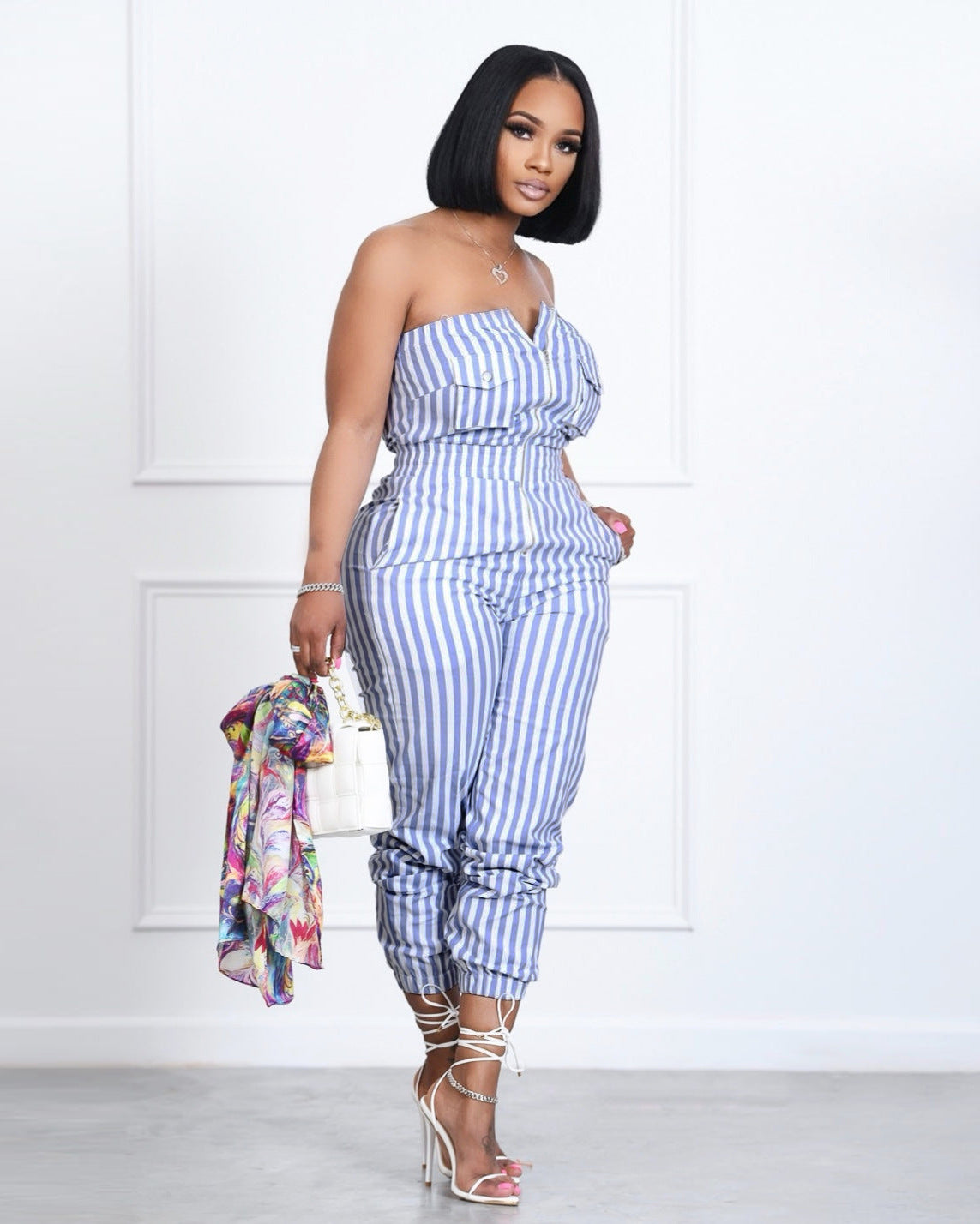 Striped Tube Top Jumpsuit